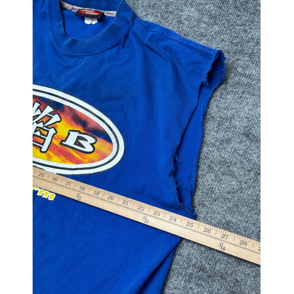Vintage Johnny Blaze Fire Storm Sleeveless T-Shirt Blue XXL Graphic 90s Hip Hop - Picture 3 of 11